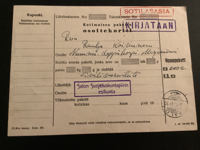 Kotimaisen paketin osoitekortti -44