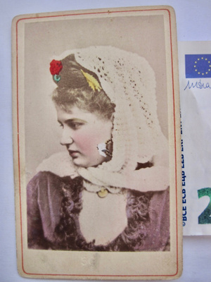 VANHA CDV Valokuva Julkkis Näyttelijä? Käsinvärjätty 1870-l