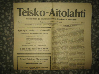 Sanomalehti: Teisko-Aitolahti 2kpl