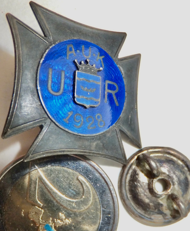 VANHA Ruuvimerkki Kurssiristi AUK UR 1928 Hopeaa