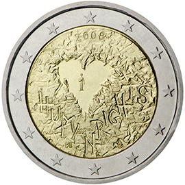 SUOMI 2008 2 € Human Rights (pillerissä)