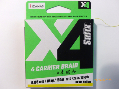 SUFIX 4 Carrier Braid 150m, 0,185mm, 10kg Väri:Hi Vis Yellow