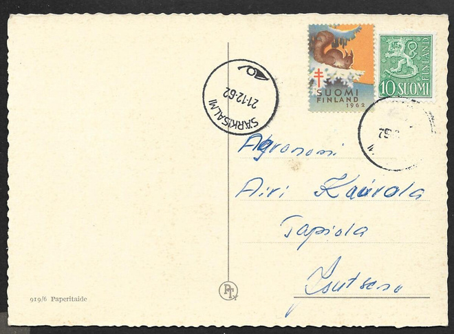 Postil. - Yl.m. 10mk (LAPE 430) Särkisalmi 21.12.62
