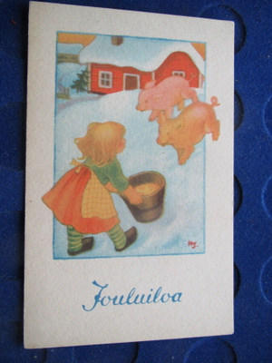 Jouluiloa. Helga Sjöstedt. Postikortti
