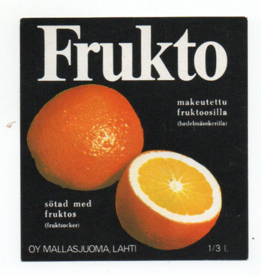 Mallasjuoma , Lahti. FRUKTO  Etiketti.