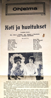 Koti ja huvitukset elokuvan käsiohjelma