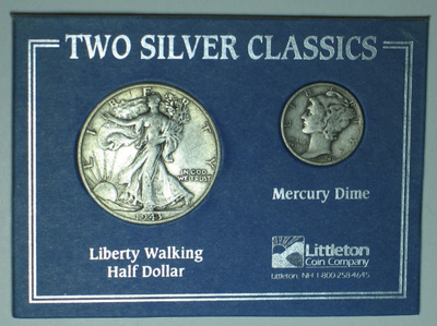 USA Two Silver Classics Walking Liberty Half & Mercury Dime