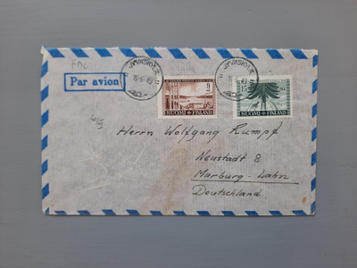 FDC Suomi 1949 Metsä Lape  20e lentoposti Saksaan