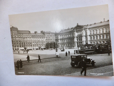 VANHA Postikortti Helsinki Raitiovaunu Auto Hietalahti 1930-