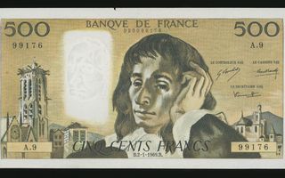 Ranska 500 Francs 2.1.1969.B, P156a VF