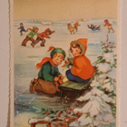 lapset luistelemassa, käsipostia - pikkukuva 1