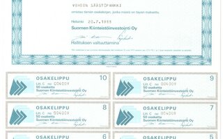 OKK osakekirja Suomen Kiinteistöinvestointi 1988 pörssiyhtiö