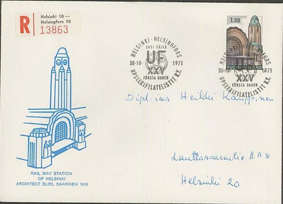 1971 Hgin rautatieasema FDC