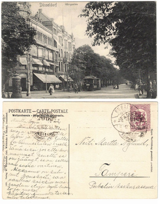 Vanha kortti, Saksa, Düsseldorf, vuodelta 1922