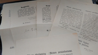 Kuulutuksia Peräänkuulutuksia 1894 12kpl 26/7