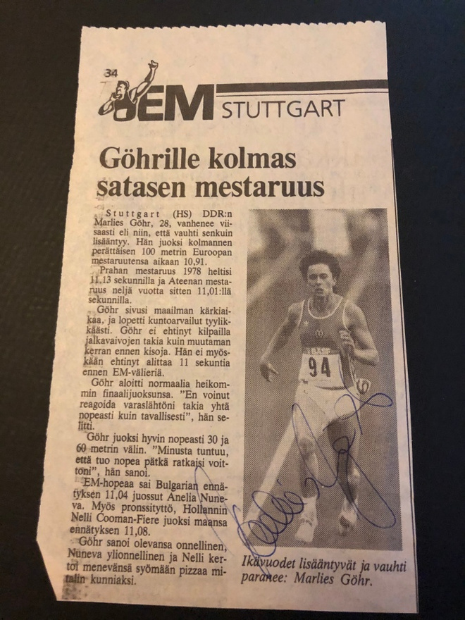 Marlies Göhrin nimikirjoitus lehtikuvassa