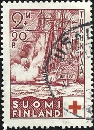 1937 Punainen Risti 2 mk + 20 p leimattu LaPe 200