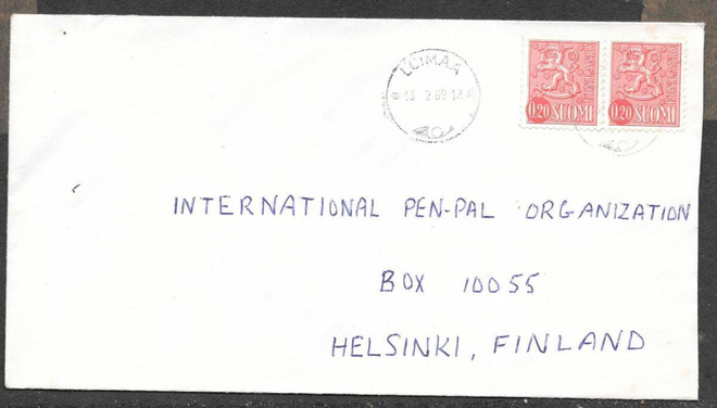 Postilähetys - Yl.m. 0,20 (LAPE 2x557) Loimaa 13.2.1969