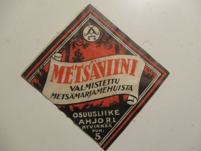 ETIKETTI - METSÄVIINI OSUUSLIIKE AHJO R.L HYVINKÄÄ (AB12)