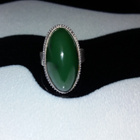 Vintage Venäläinen desing Jade kivi hopea sormus 875 - pikkukuva 2