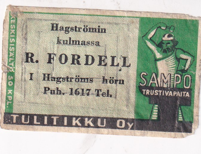 Helsinki, R. Fordell .Sampo.  Tulitikku Oy   s3