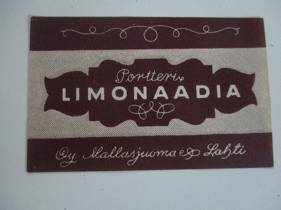 VANHA JUOMAETIKETTI - PORTTERI LIMONAADIA (K10-S72)