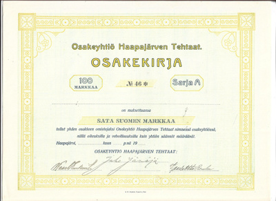 OKK 1920 Haapajärven Tehtaat Oy, Haapajärvi
