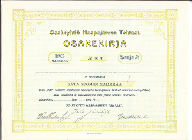 OKK 1920 Haapajärven Tehtaat Oy, Haapajärvi