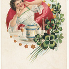 Nainen ja neliapiloita - vanha Carte Postale - pikkukuva 1