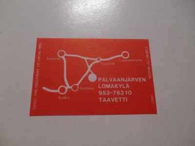 TT Etiketti Palvaanjärven lomakylä Taavetti