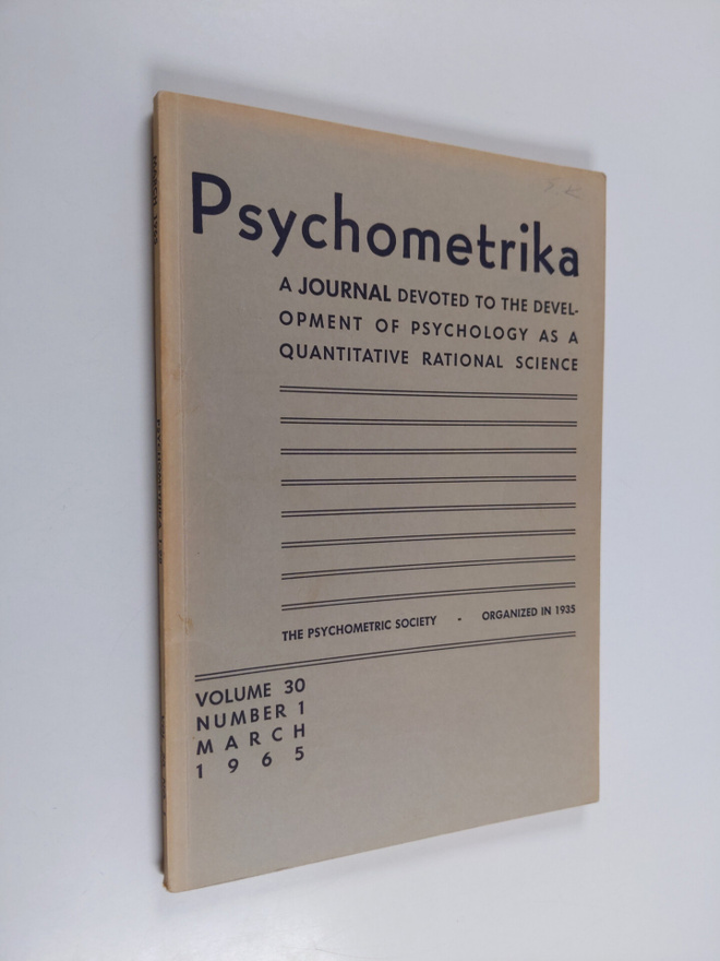 psychometrika Vol. 30, number 1 march 1965 : a journal de...