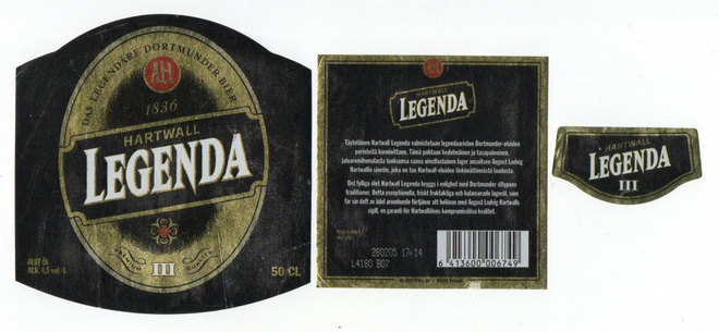 Hartwall LEGENDA OLUT III Etiketti