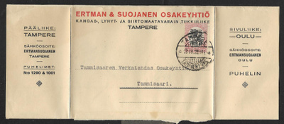 Postilähetys - Saarinen 1mk (LAPE 74) Tampere 13.4.1923