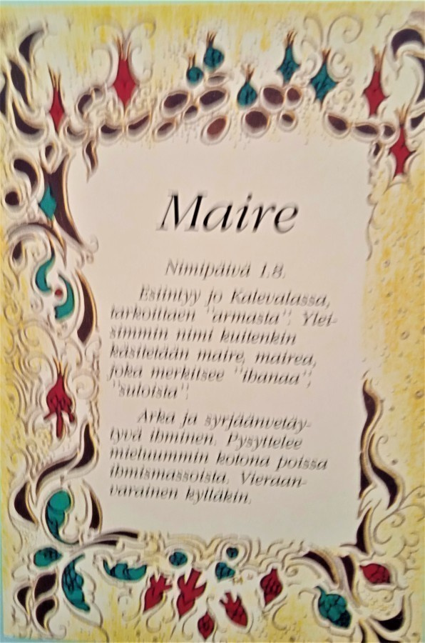NO 1 -MAIRE - nimipäiväkortti
