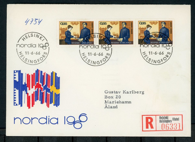 FDC 1966 Postimerkkinäyttely R-kuori + tuloleima