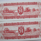2 Seteliä Guyana 1 Dollar Pakkasileät Numerot Peräkkäin - pikkukuva 2