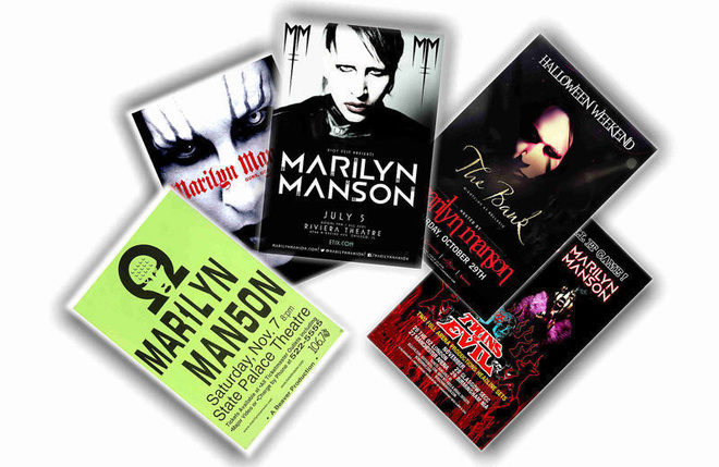 MARILYN MANSON - julistesetti A4 x 5 (mm. UPEA lahja!!) #1