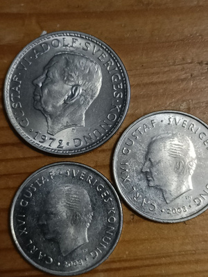 Ruotsi 2 kpl 1kr +5kr 1972