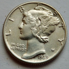 USA 1 dime 10 c 1939 Hopeaa HYVÄ Lyöntikiiltoinen - pikkukuva 1