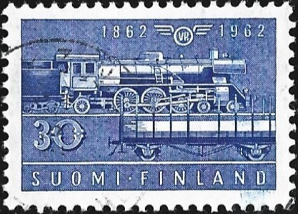 1962 Rautatie 100 vuotta 30 mk leimattu LaPe 544