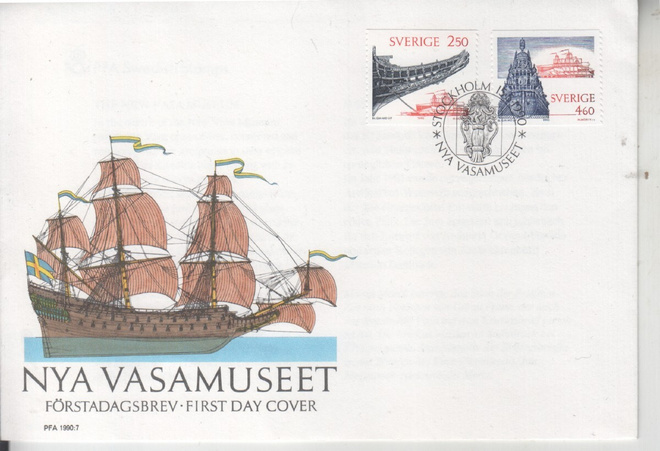 Ruotsi FDC 1990 Wasa laiva