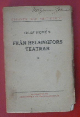 Olaf Homen : Från Helsingfors Teatrar  II  1918 1.p.