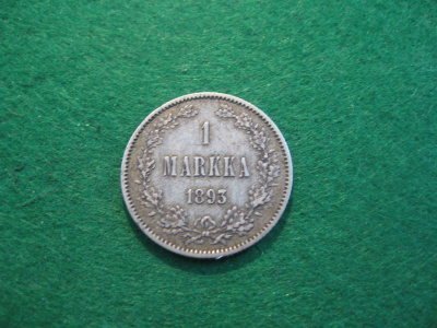 1 markka 1893 - hopeaa