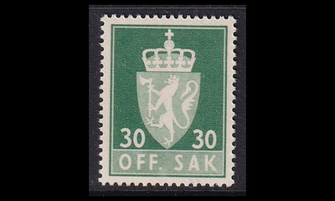 Norja 86x ** Virkamerkki 30 öre x-pap (1962)