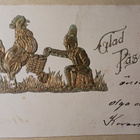 Tonttu ja pääsiäiskukko munakorin äärellä, p. 1900-l. alku - pikkukuva 1