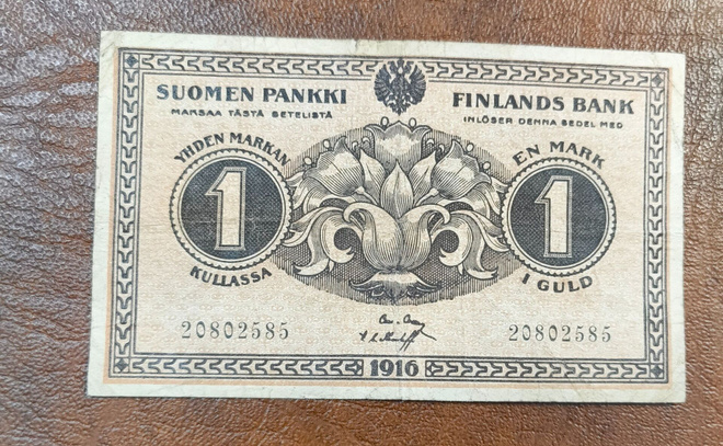 1 markka v. 1916, huom! Kansanvaltuuskunta