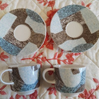 2kpl Pentik Geo espressokuppi + lautanen, hyvässä kunnossa - pikkukuva 3