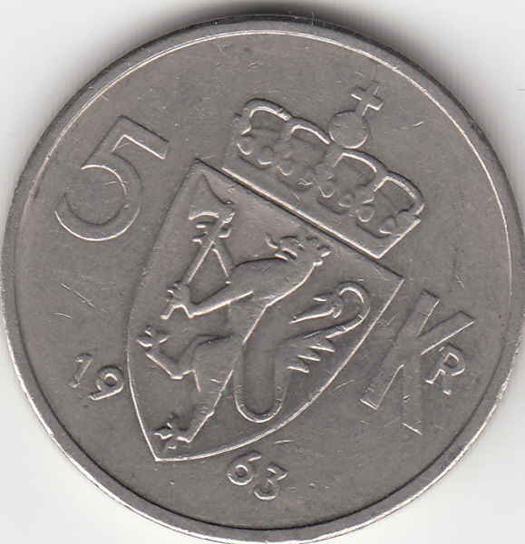 5 kr norge  1963 kl 5