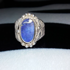 Vintage Hopea lapis lazuli kivi sormus 925 käsitöitä - pikkukuva 1