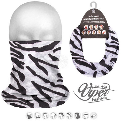 Viper Fashion 9in1 Mikrokuitukangas Putkihuivi seebra *UUSI*